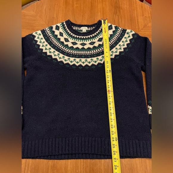 LL Bean Classic Ragg Sweater Fair Isle Pullover Navy Blue - Picture 7 of 8